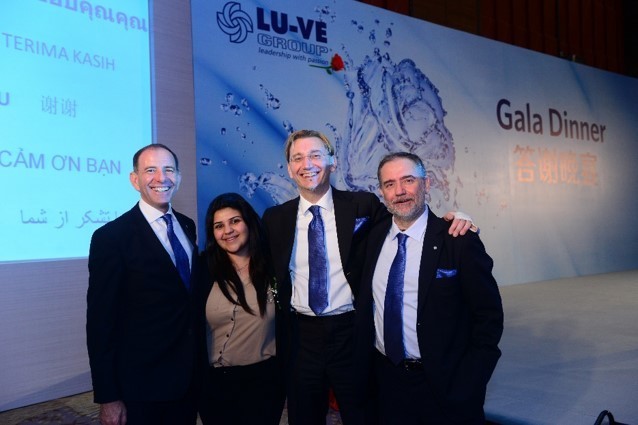 First international trainee, Natasha Rafidi with Stefano Deleidi, Matteo and FabioLiberali at the end of the Gala dinner 
