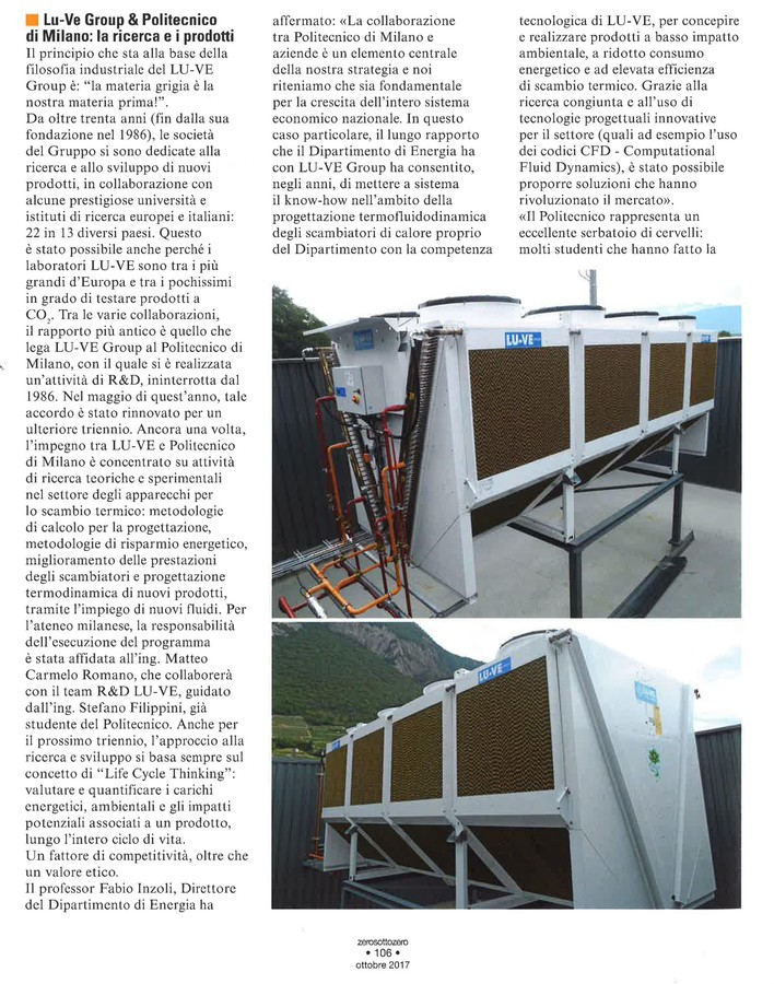 LU-VE Group e Politecnico di Milano: la ricerca e i prodotti