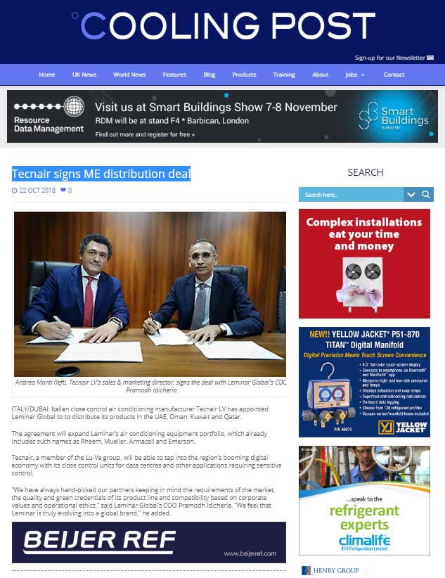 Tecnair signs ME distribution deal